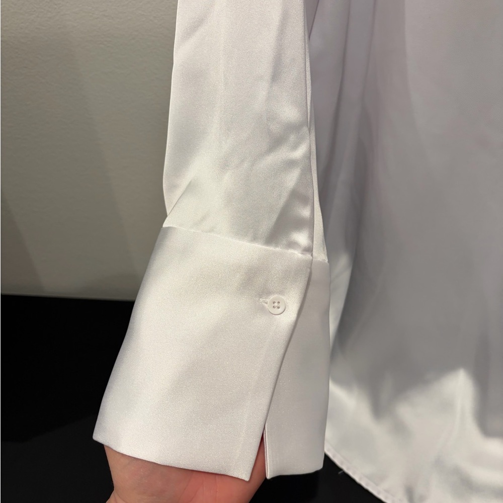 Alice + Olivia White Satin Blouse - Picture 4 of 8